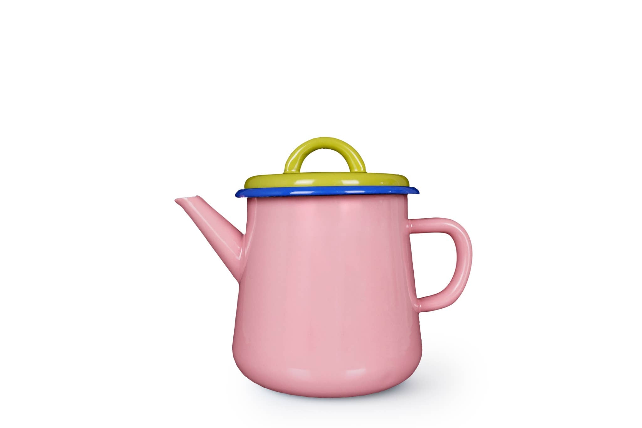 Colorama Enamel Teapot Soft Pink + Chartreuse w/ Electric Blue