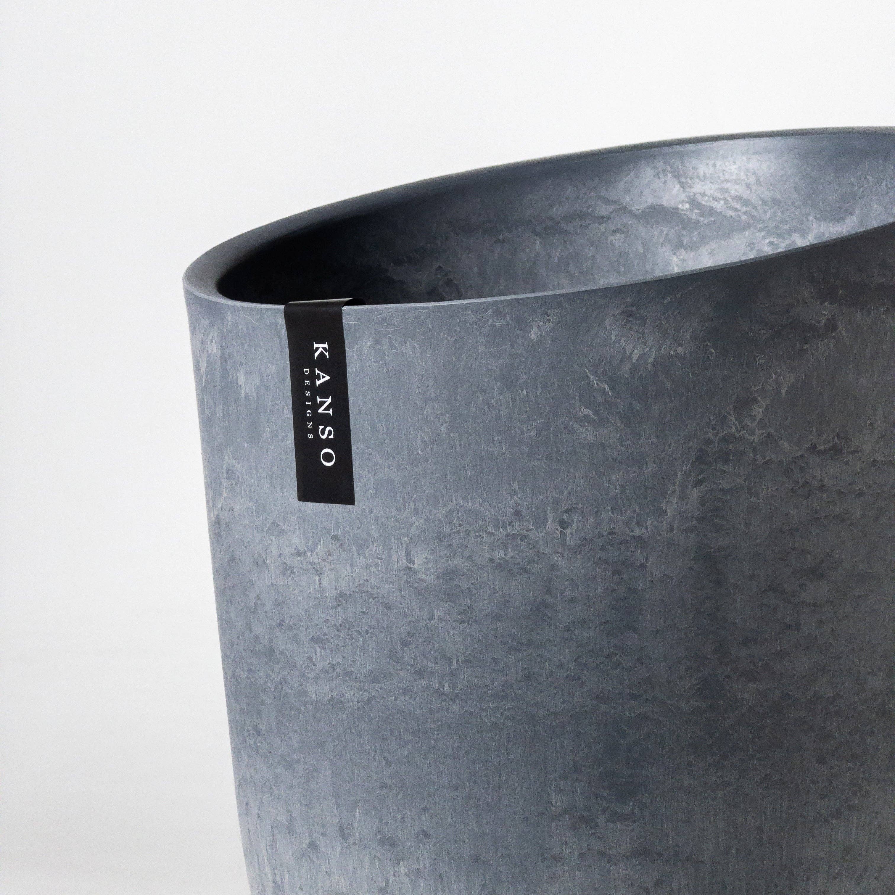 Kanso Designs - 11" Funnel Tall Planter Pot: Arctic (Stonewash)